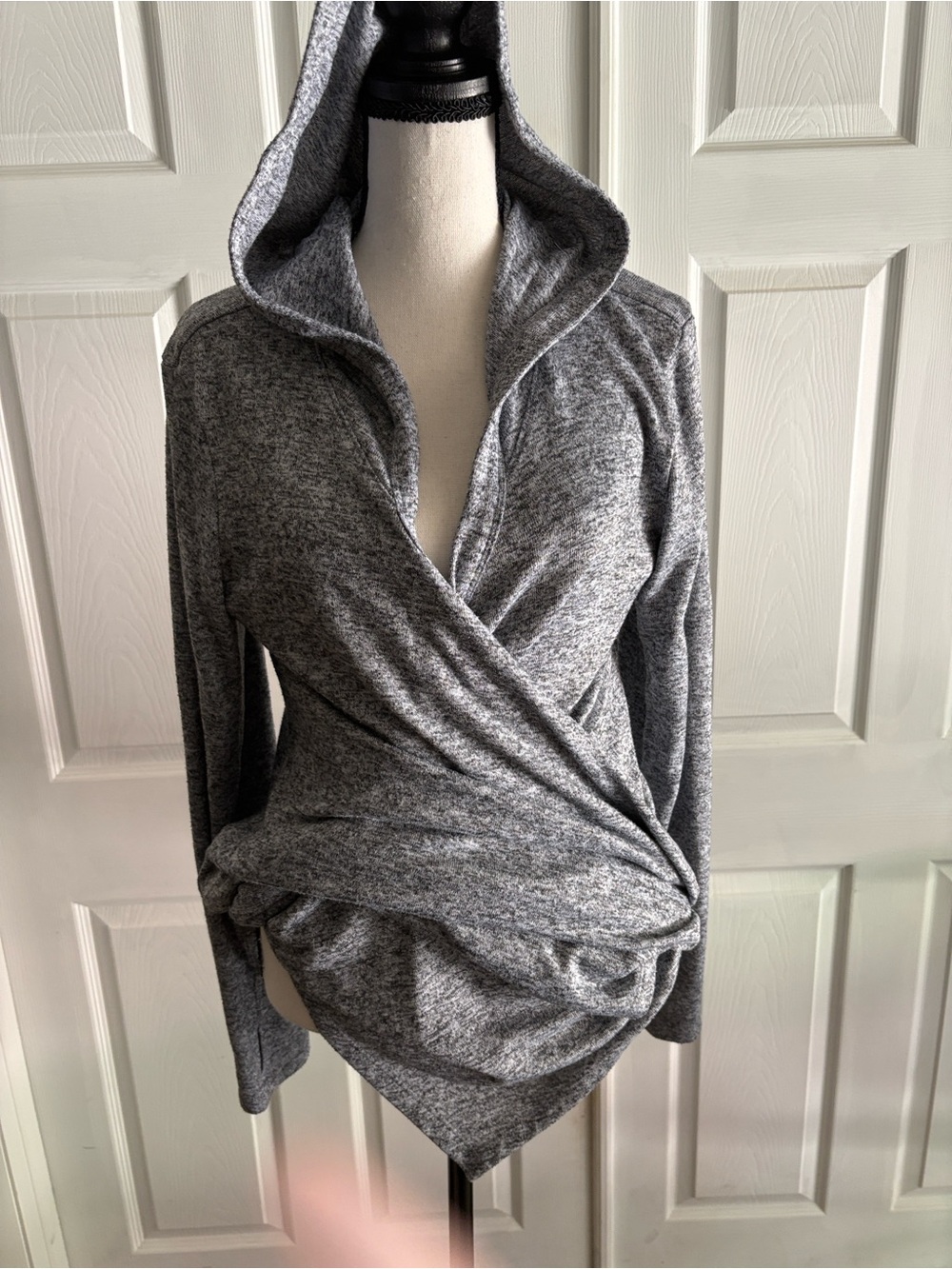 Old Navy Heather Gray Hooded Open-Front Cardigan